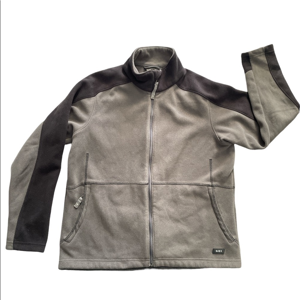 REI Boys fleece zip up front grey/black warm Jacket Sz XL (16/18)